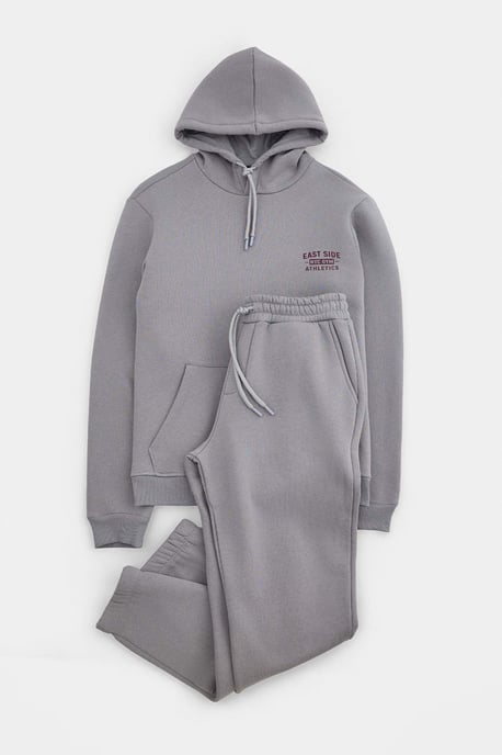 TRENDYOL MAN Men's Gray Slogan Long Regular fit Sweatsuit Sets - Image 1