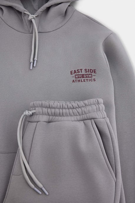TRENDYOL MAN Men's Gray Slogan Long Regular fit Sweatsuit Sets - Image 3