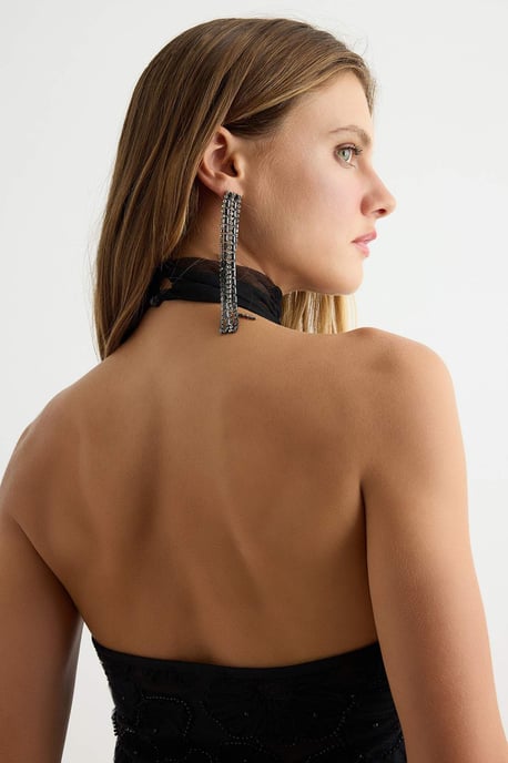 TRENDYOLMİLLA Dames Zwart Effen Lang, Getailleerd Bodys - Image 3
