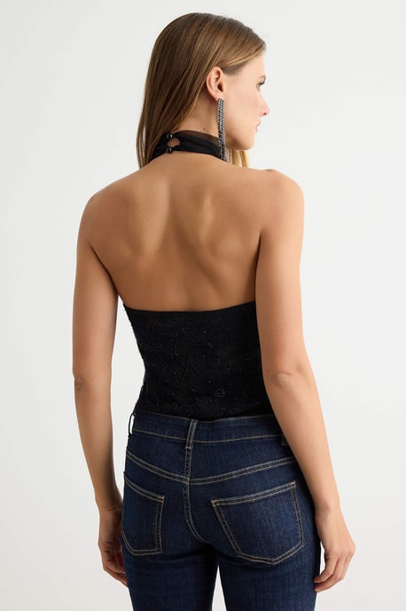 TRENDYOLMİLLA Dames Zwart Effen Lang, Getailleerd Bodys - Image 4