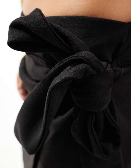 ASOS DESIGN wrap tie detail faux suede maxi skirt in black - Image 2