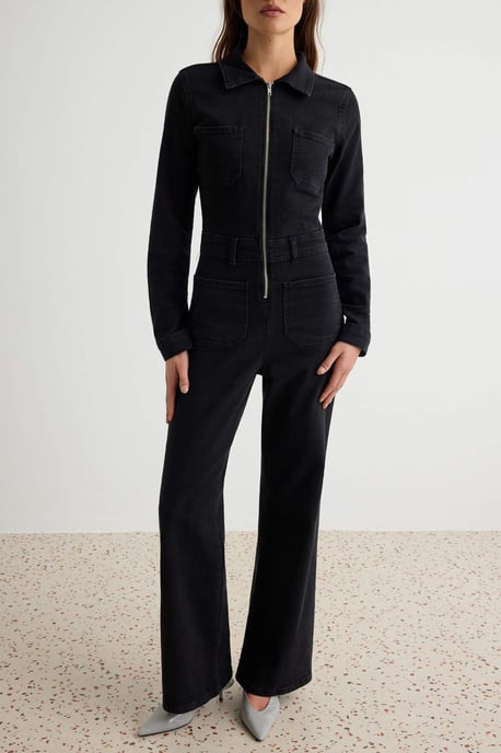TRENDYOLMİLLA Dames Zwart Effen Lang, Regular fit Jumpsuits - Image 2