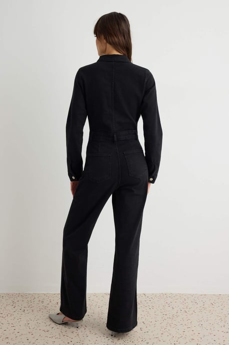 TRENDYOLMİLLA Dames Zwart Effen Lang, Regular fit Jumpsuits - Image 3