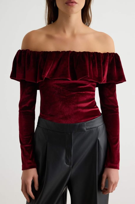 TRENDYOLMİLLA Dames Bordeauxrood Effen Lang, Getailleerd Bodys - Image 2