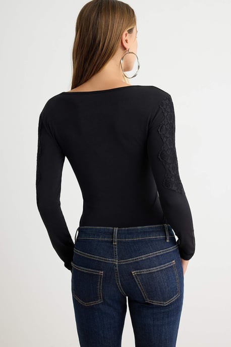 TRENDYOLMİLLA Dames Zwart Effen Lang, Getailleerd Bodys - Image 3