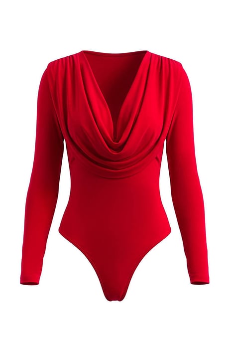 TRENDYOLMİLLA Dames Rood Effen Lang, Getailleerd Bodys - Image 4