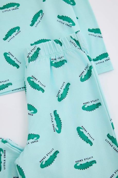 TRENDYOLKIDS Boys Green Graphic Long Regular fit Pajama Sets - Image 5