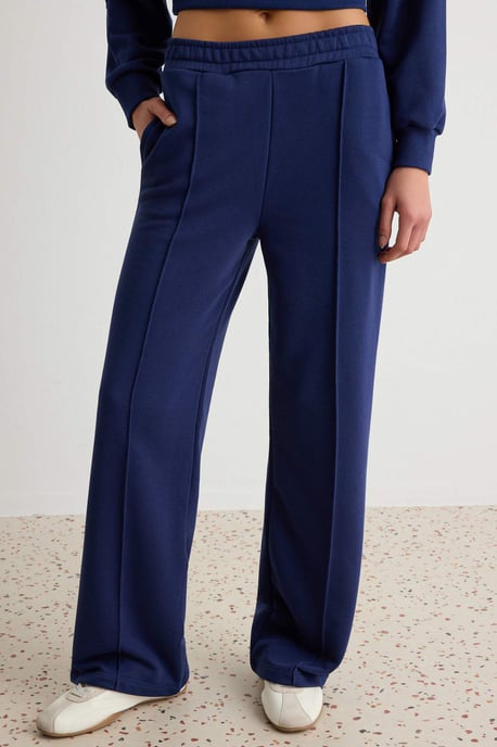 TRENDYOLMİLLA Women's Dark blue Plain Long Regular fit Sweatsuit Sets - Image 2
