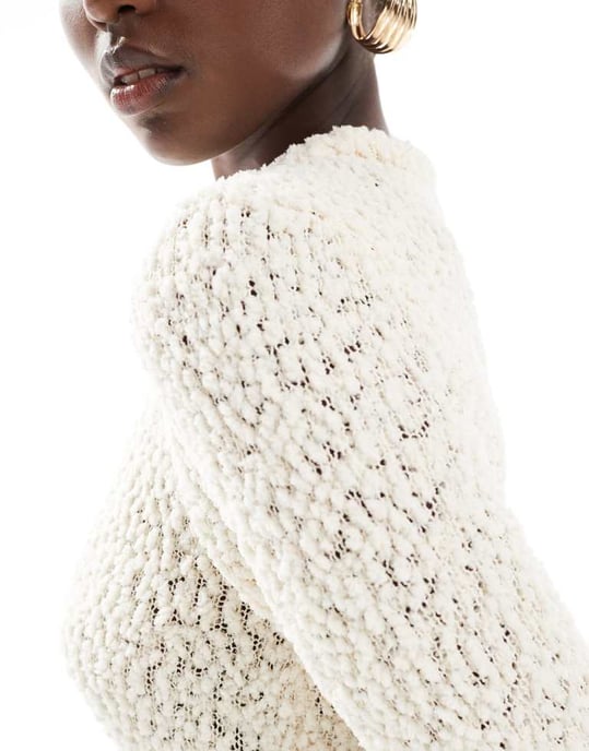 ONLY Tall textured midi knitted dress in beige - Image 4