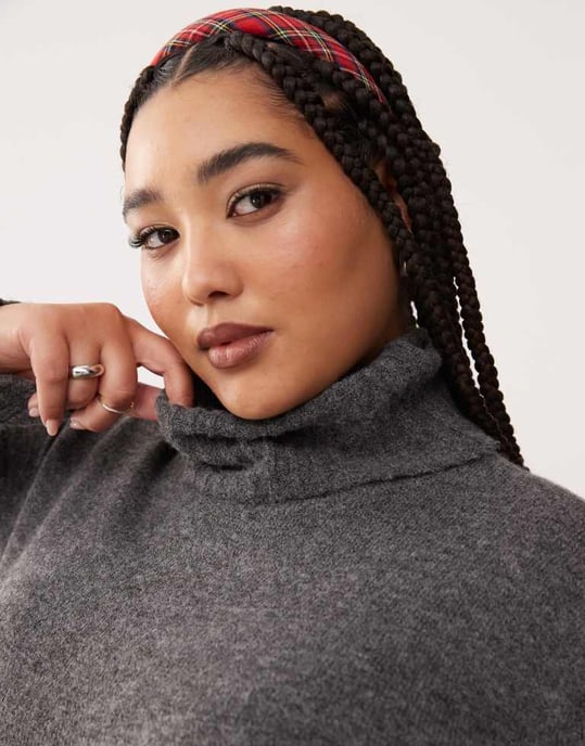 Noisy May Curve high neck knitted midi jumper dress in grey - Image 2