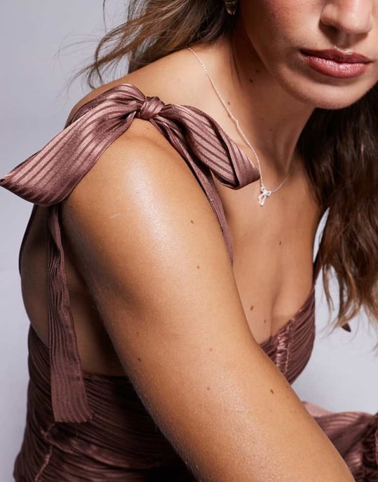 ASOS DESIGN satin ruched mini dress in brown - Image 4
