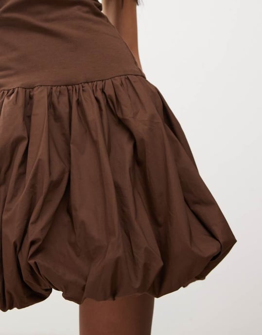 Amy Lynn Alexa one shoulder mini dress in chocolate - Image 3