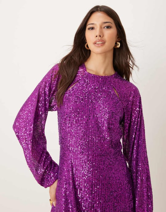YAS sequin mini dress in purple - Image 3