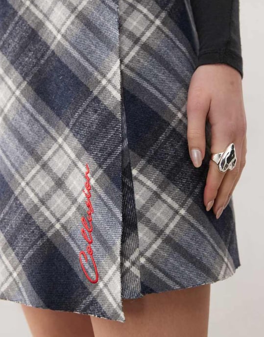 COLLUSION bandeau mini dress in brushed mono check - Image 4