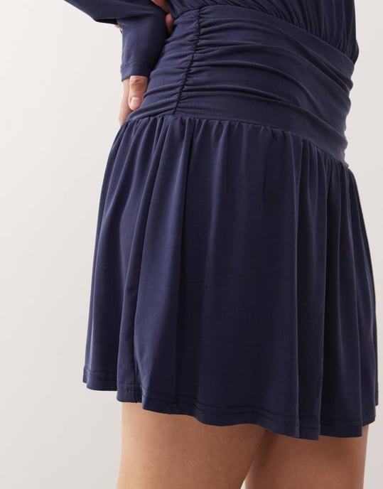 Motel sanuli slinky batwing mini dress in navy - Image 2