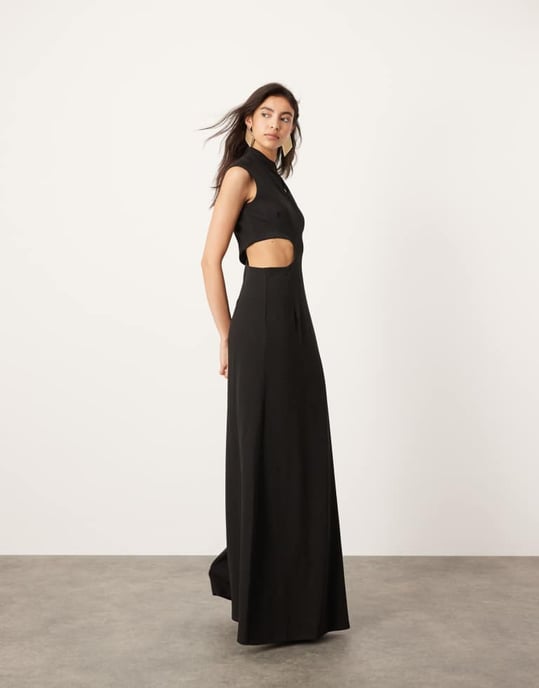 ASOS EDITION cut out sleeveless maxi dress in black - Image 2