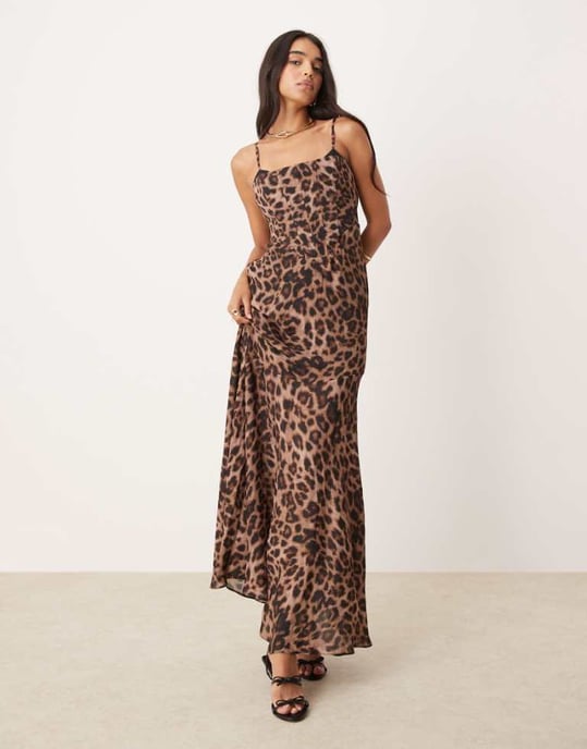 Forever New exposed cup corset maxi dress in leopard print - Image 1