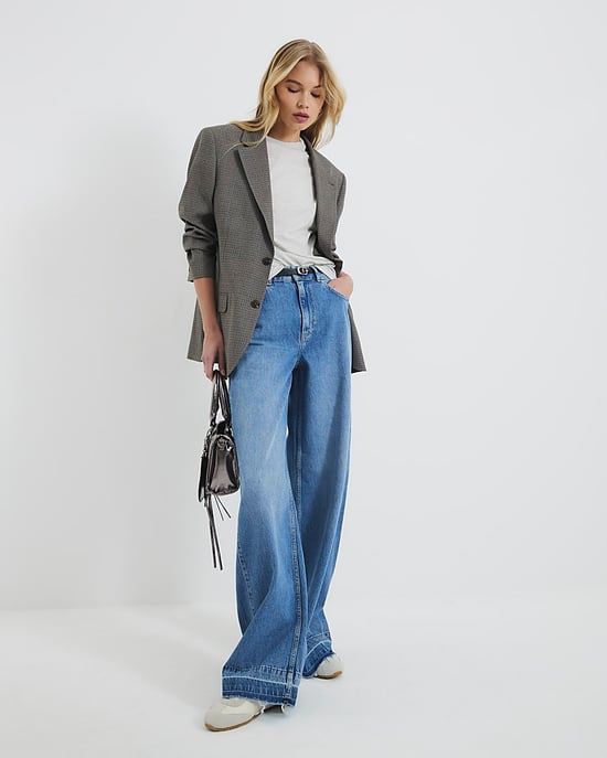 River Island Womens Wide Leg Jeans Blue Denim Baggy - Image 2