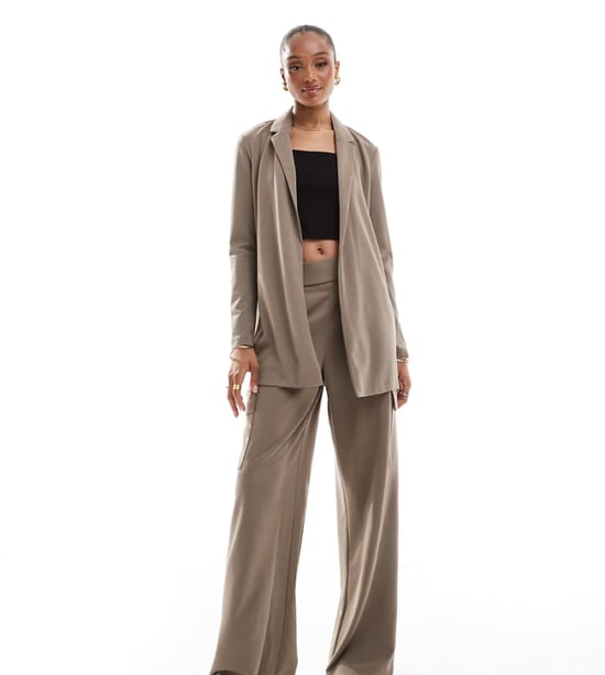 JDY Tall side pocket cargo trousers co-ord in brown - Image 1