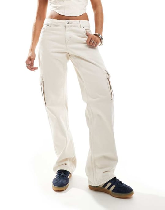 Tommy Jeans Sophie denim cargo pants in off white - Image 1