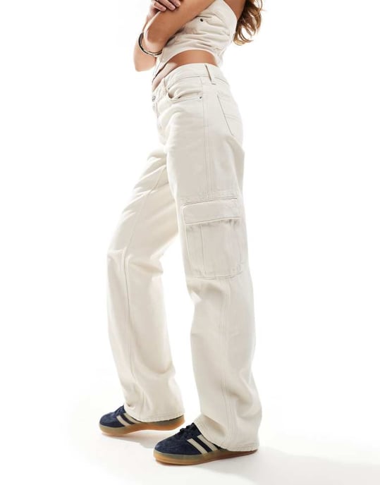 Tommy Jeans Sophie denim cargo pants in off white - Image 3