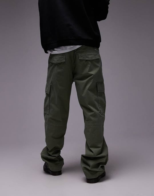 Tommy Jeans Jamie avslappnade raka cargobyxor i grön - Image 3