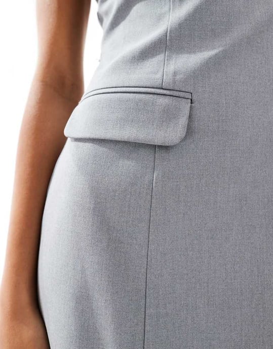 Forever New cap sleeve tailored mini dress in grey - Image 4