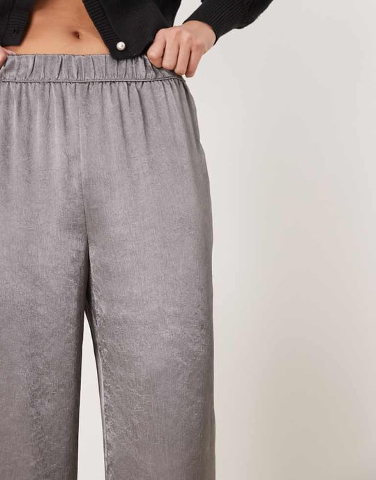 JDY wide leg metallic trousers in grey - Image 4