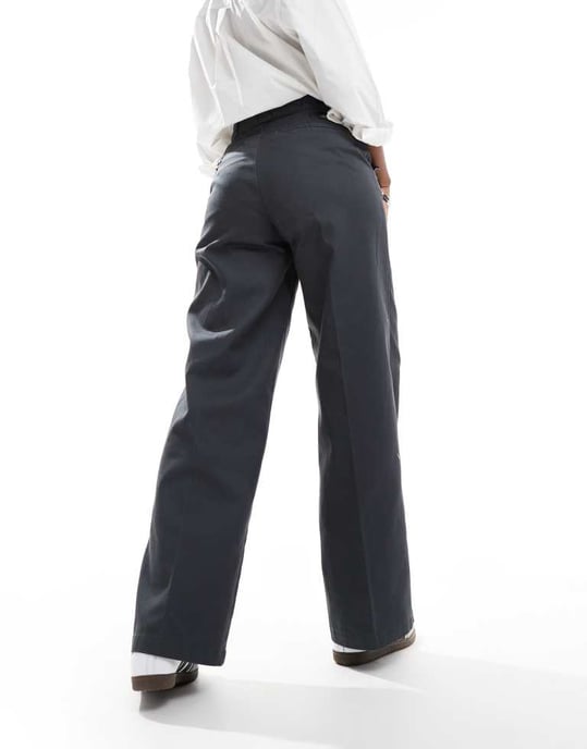 Dickies grove hill wide leg trousers in dark grey- exclusive to asos - Image 2