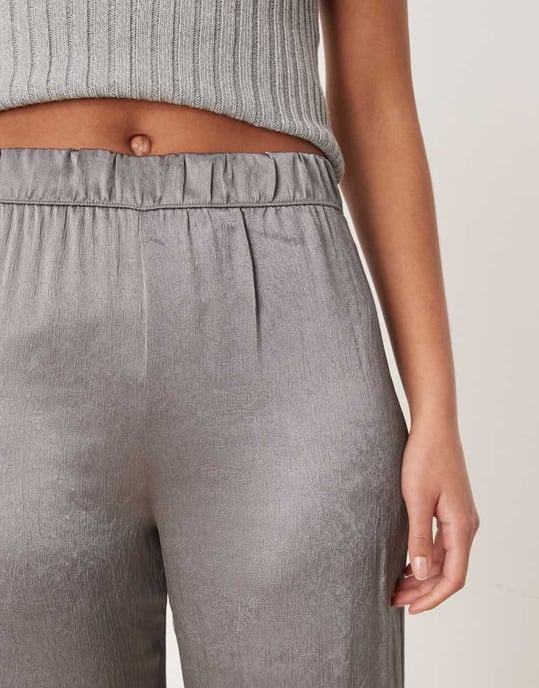 JDY Tall wide leg metallic trousers in grey - Image 4
