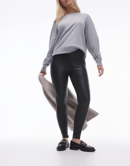 Topshop Hourglass skinny faux leather trouser in black - Image 1