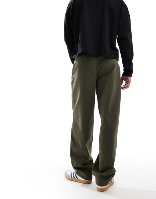 ONLY & SONS pleated wide leg trouser in khaki - Image 2