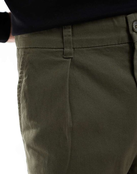 ONLY & SONS pleated wide leg trouser in khaki - Image 3