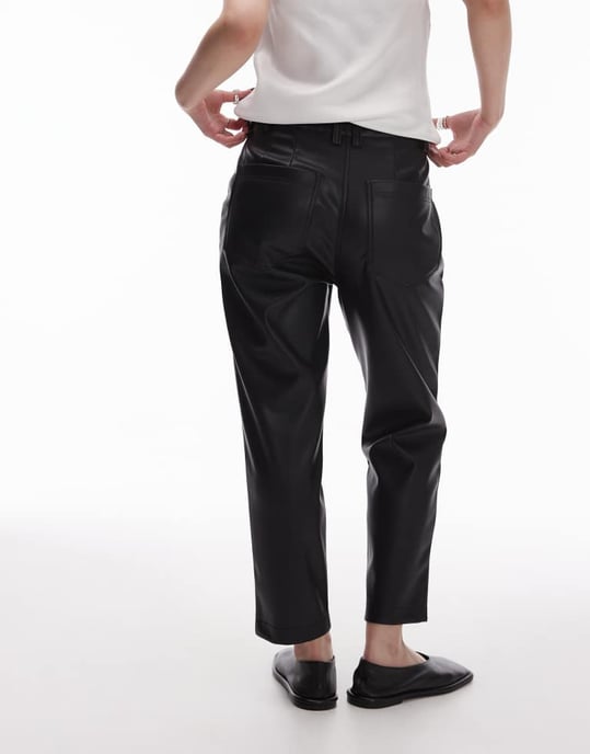 Topshop Petite faux leather peg trouser in black - Image 2