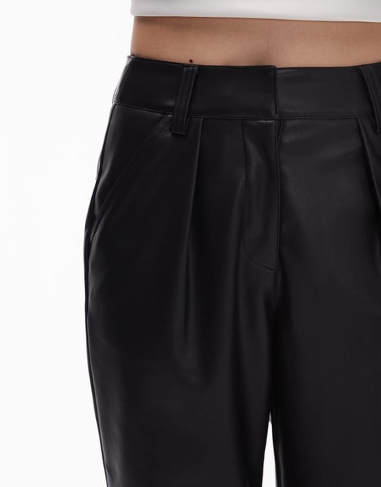 Topshop Petite faux leather peg trouser in black - Image 3