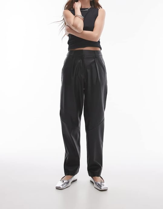 Topshop faux leather peg trouser in black - Image 1