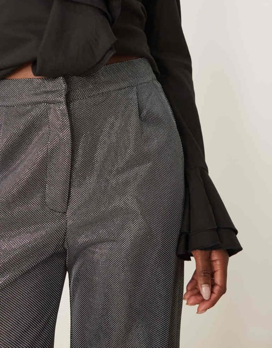 JDY wide leg trousers in metallic silver - Image 4