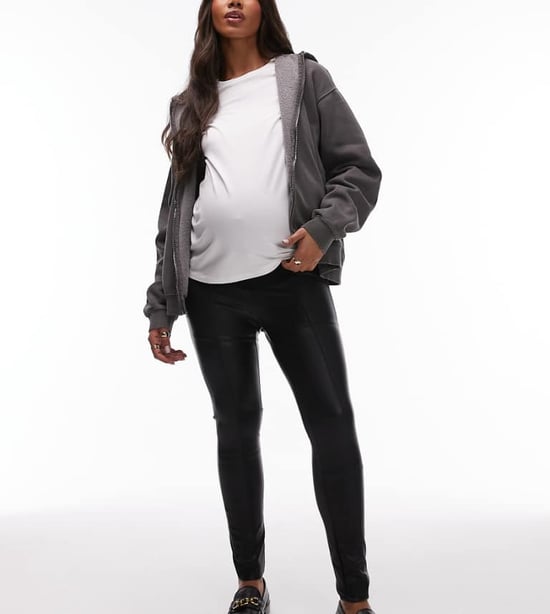 Topshop Maternity skinny faux leather trouser in black - Image 1