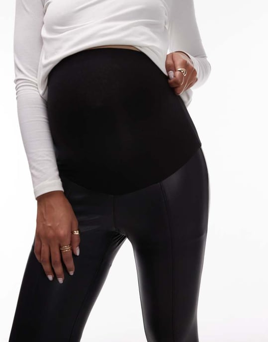 Topshop Maternity skinny faux leather trouser in black - Image 2