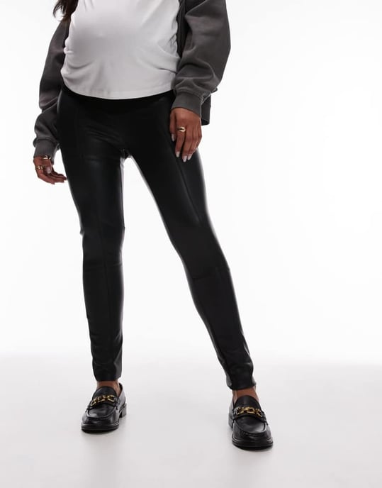 Topshop Maternity skinny faux leather trouser in black - Image 3