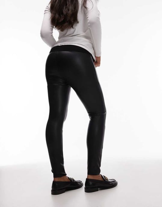 Topshop Maternity skinny faux leather trouser in black - Image 4