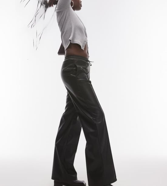 Topshop Tall faux leather jogger in black - Image 1