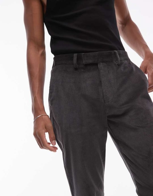 Topman skinny cord suit trousers in charcoal - Image 2