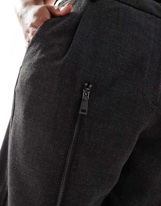 ASOS DESIGN Curve zip leg tailored trouser in charcoal - Image 3