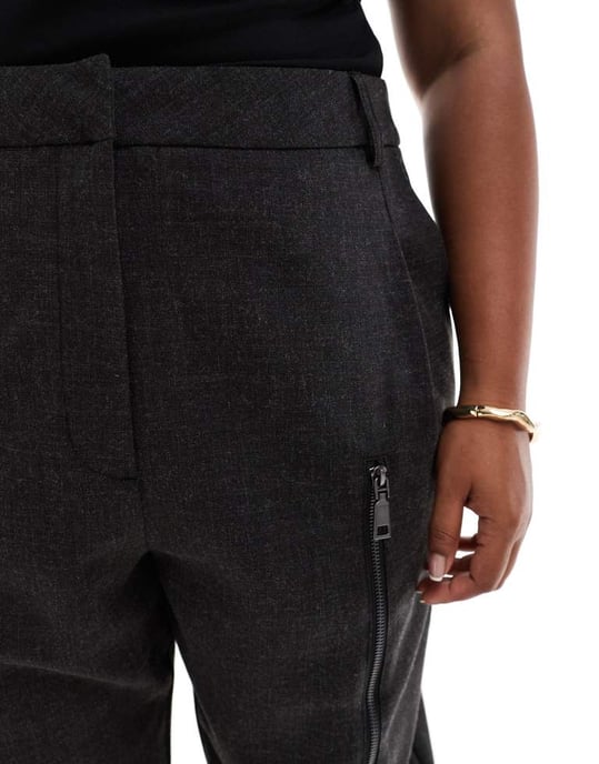 ASOS DESIGN Curve zip leg tailored trouser in charcoal - Image 4