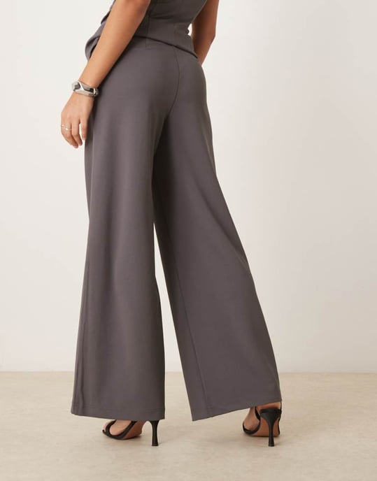YAS tailored wide leg pant co-ord in thunderstorm grey - Image 2