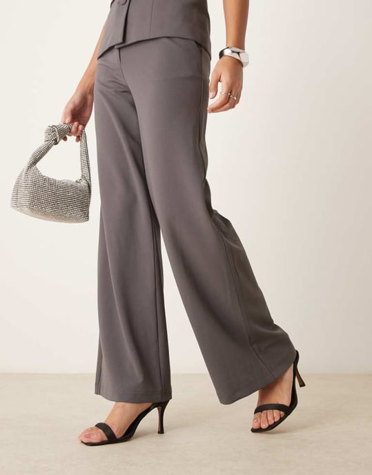 YAS tailored wide leg pant co-ord in thunderstorm grey - Image 3