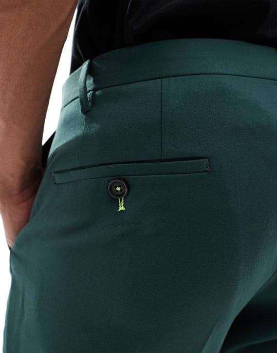Twisted Tailor Buscot skinny suit trousers in forest green co-ord - Image 3