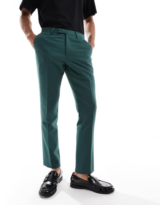 Twisted Tailor Buscot skinny suit trousers in forest green co-ord - Image 4