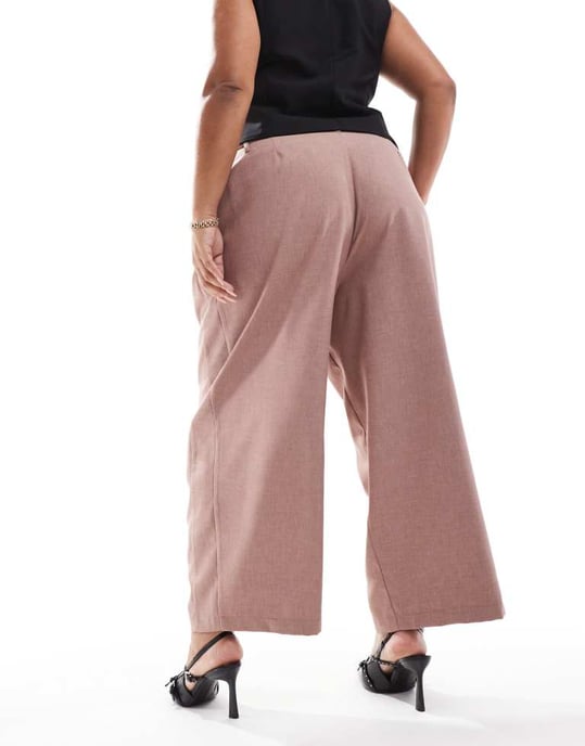 ASOS DESIGN Curve tailored barrel leg trouser with double ties in mink - Image 2